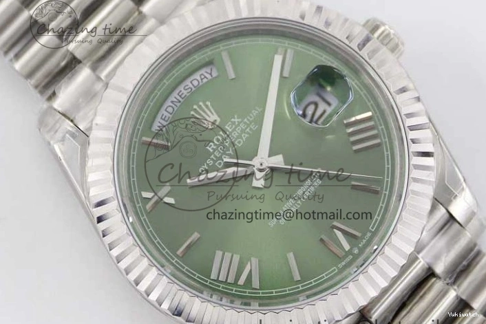 Edition Best 1:1 Dial Steel A2836 Date 40mm Green SS TWF on Roman Day Bracelet 904L SS 0130